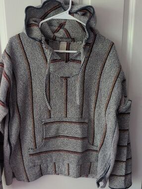 Molina Vintage Striped Gray Hooded Pullover